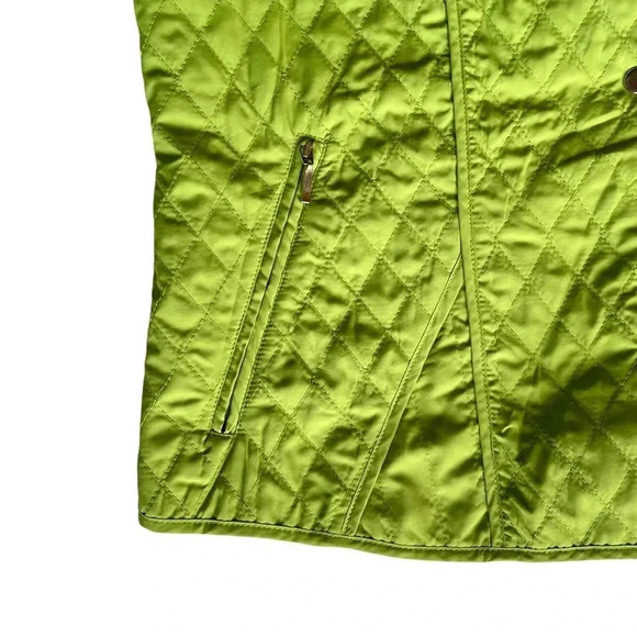 COCOON HOUSE Lime Green Light Weight Quilted Jacket Blazer Snap Closure M - Picture 3 of 8